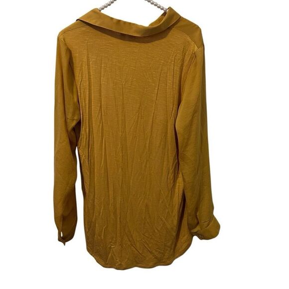 Anthropologie Dolan Left Coast Mustard Yellow Hi Lo Top Blouse Shirt Fall Small - Picture 4 of 10